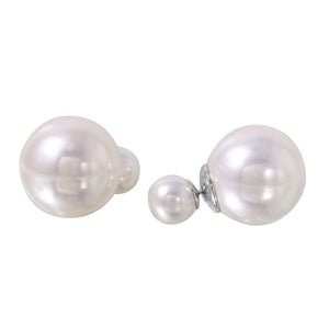 NWT Sterling Silver 925 Grey Faux Pearl Reversible Earrings - 2 ways to wear