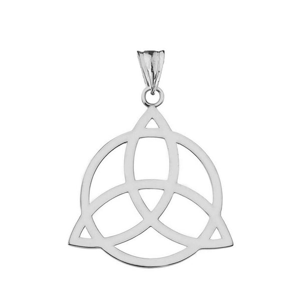 14k Solid Gold Trinity Knot Circle of Life Silhouette Pendant Necklace