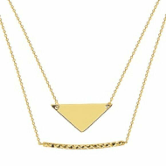 14K Solid Gold Duo Layer Stability and Strength Necklace -16"-18" Adjust Yellow