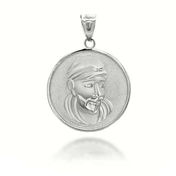 14K Solid Gold Sathya Sai Baba Hindu Guru Coin Pendant Necklace