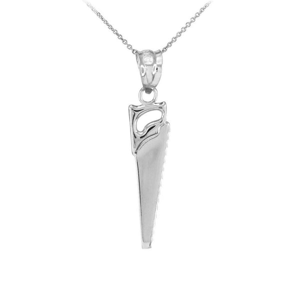 925 Sterling Silver Polished Saw Pendant Necklace