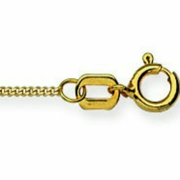 14 k Solid Gold 0.7 mm Curb Kids Chain Necklace - Adjustable 13"-15" Real