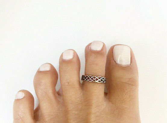 .925 Sterling Silver Weave Interlacing Adjustable Toe Ring / Finger Ring
