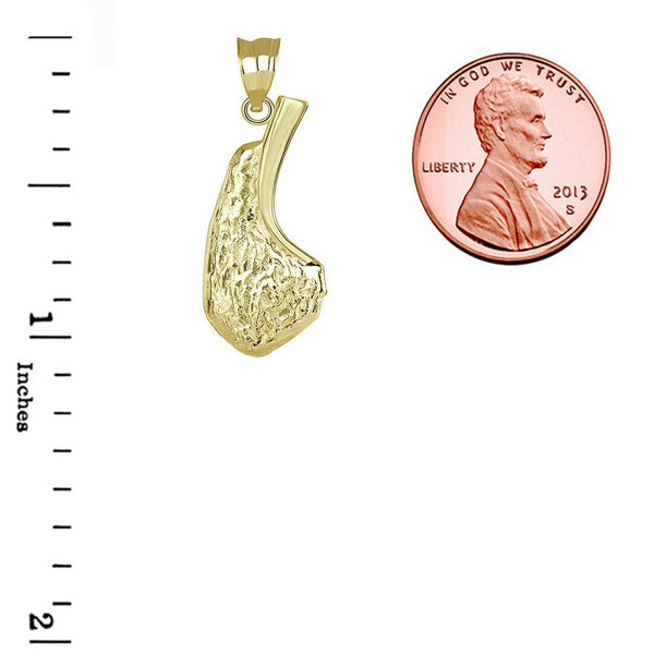 10k Solid Gold Pork Lamb Chop Grill Meat Chef Cooking Restauran Pendant Necklace
