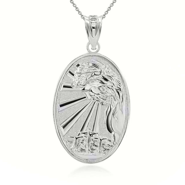 925 Sterling Silver Jesus Overlooking Calvary Hill 3D Pendant Necklace