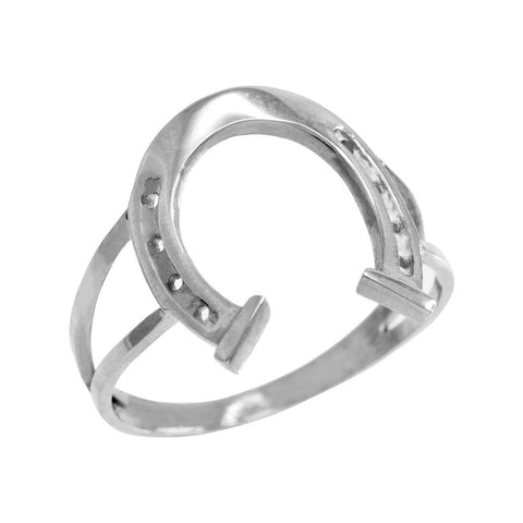 .925 Sterling Silver Thin Classic Good Luck Horseshoe Ring