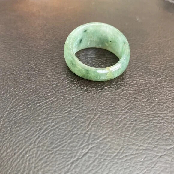 Green Natual Jade Band Ring Big Size 11 - Unisex Width 8-14mm