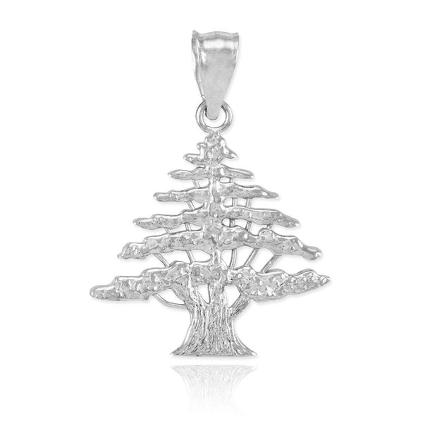 925 Sterling Silver Cedar Tree of Lebanon Charm Pendant Necklace Made in US