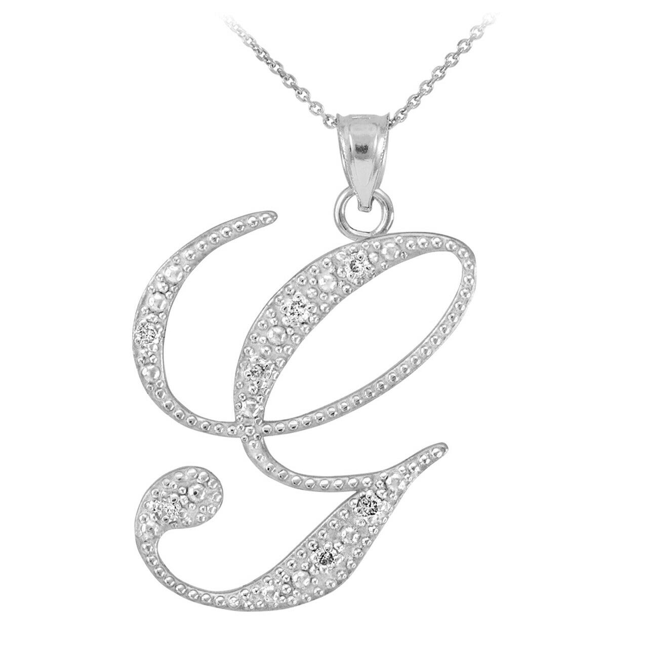 Personalized 925 Sterling Silver CZ Initial Script Letter G Pendant Necklace