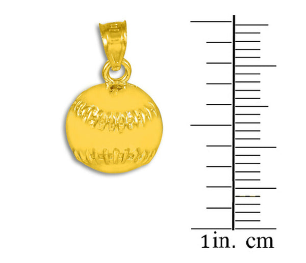 10k Yellow Gold Baseball Softball Charm Pendant Necklace