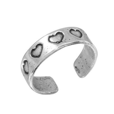 Fine Sterling Silver 925 Heart Oxidized Adjustable Toe Ring or Finger Ring