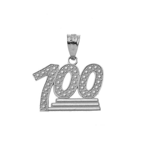 925 Sterling Silver Textured 100 Points Emoji Pendant Necklace