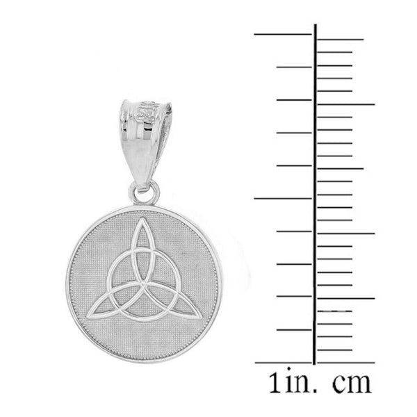 925 Sterling Silver Triquetra Irish Celtic Disc Circle Pendant Necklace