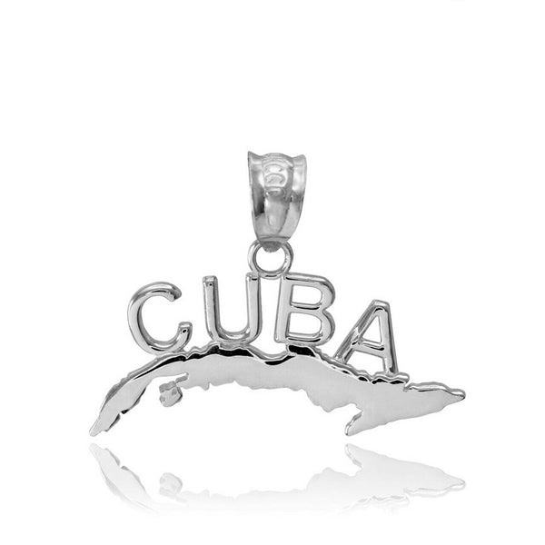 925 Sterling Silver CUBA Charm Pendant Necklace
