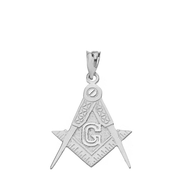 925 Sterling Silver Freemason Compass and Square Pendant Necklace