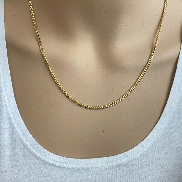 14k Yellow Gold Plated Sterling Silver Italian Italy Cuban Chain necklace 2.6 mm