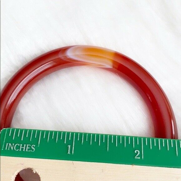 NEW Orange Red White Agate Bangle Inner Diameter 58 mm - Round Shape