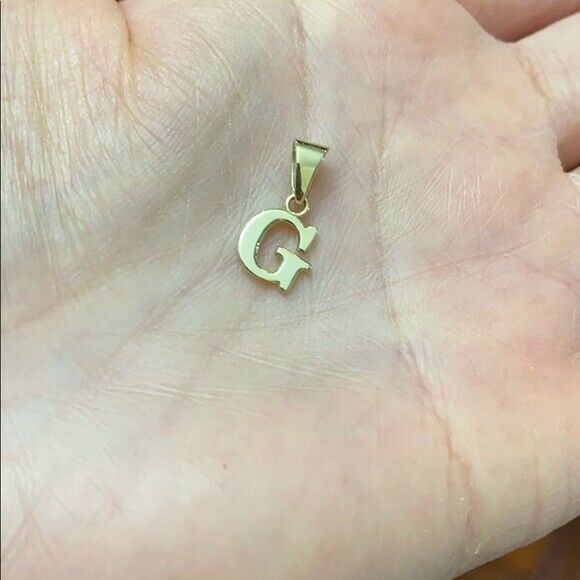 10k Solid Real Yellow Gold Small Mini Initial Letter G Pendant Necklace