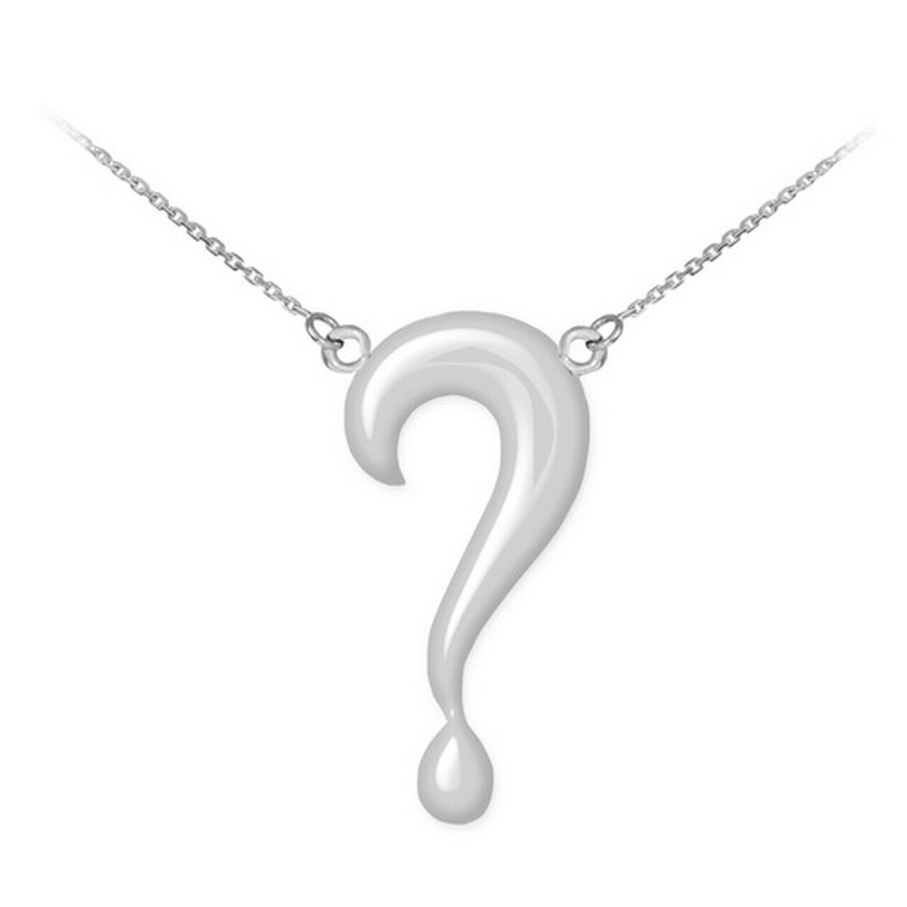 Women's 925 Sterling Silver Question Mark "?" Charm Necklace Made in USA