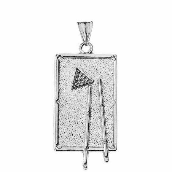 14K Solid Gold Billiards Pool Table Pendant Necklace - Yellow, Rose, or White