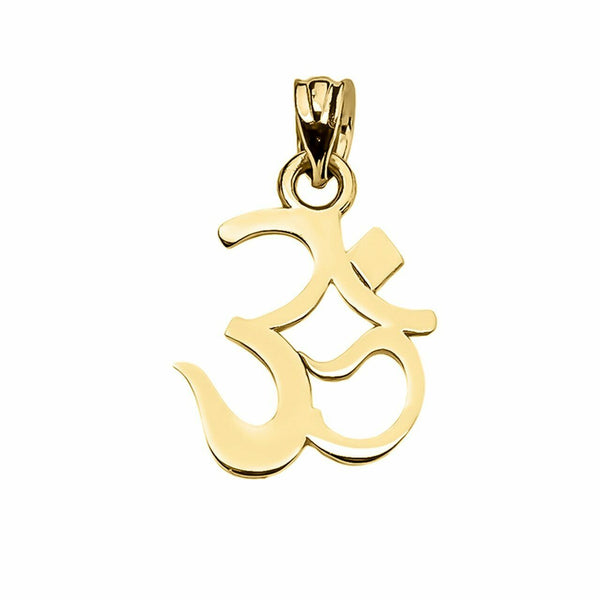14k Solid Yellow Gold OHM (OM) Ganesh Pendant Necklace