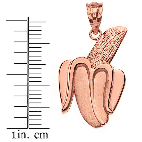 14k Solid Gold Peeled Banana Pendant Necklace Yellow White Rose