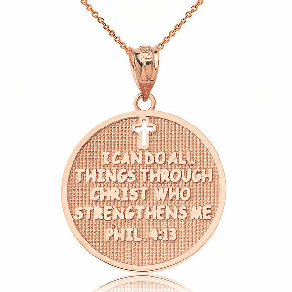 Rose Gold Philippians 4:13 I Can Do All Things Through Christ Pendant Necklace