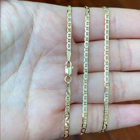 14 k Solid Real Fine Yellow Gold 2.3mm Mariner Chain Necklace 18" 20" 22" 24"