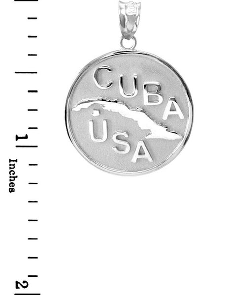 925 Sterling Silver CUBA-USA Medallion Pendant Necklace 16" 18" 20" 22"