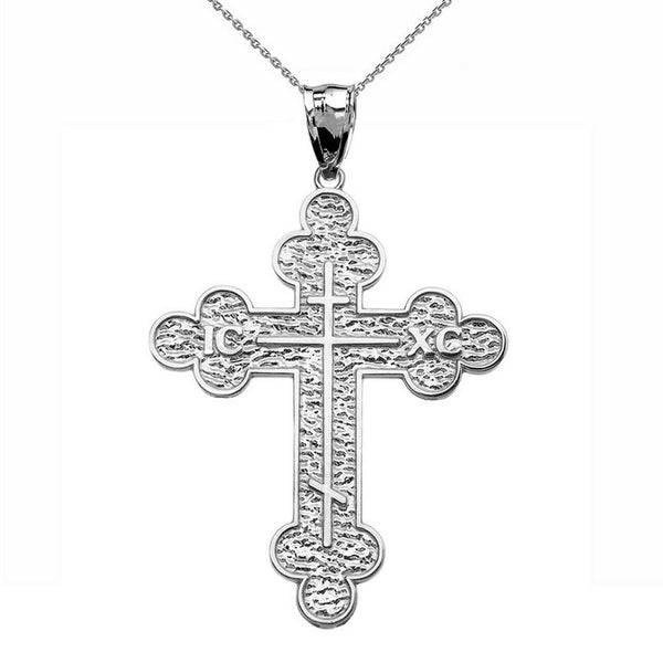 .925 Sterling Silver Eastern Orthodox ICXC Cross Pendant Necklace