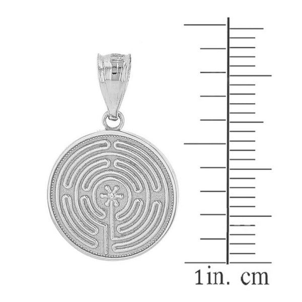 925 Sterling Silver Chartres Labyrinth Maze Dainty Medallion Pendant Necklace