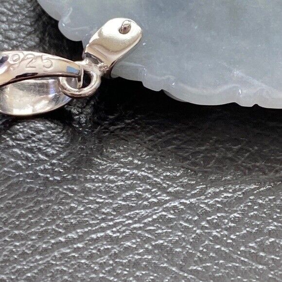 925 Sterling Silver Carving Jade Dragon Large Pendant Necklace
