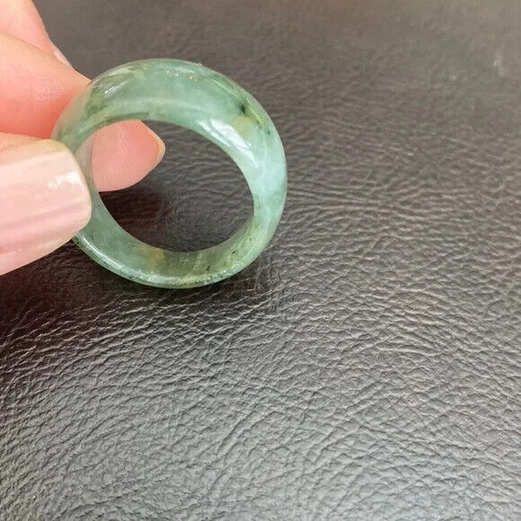 Green Natual Jade Band Ring Big Size 11 - Unisex Width 8-14mm
