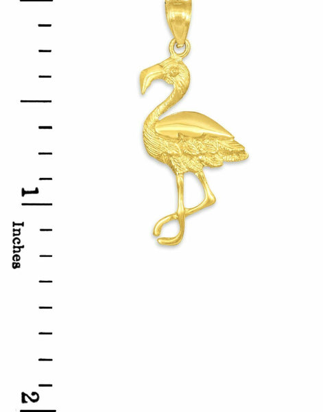 14k Solid Yellow Gold Flamingo Pendant Necklace 16" 18" 20" 22"