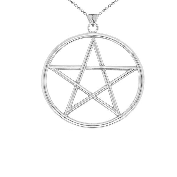 XL Large 925 Sterling Silver Pentagram Pendant Necklace 16",18", 20", 22" H1.76"