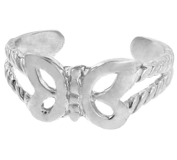 10K or 14K Solid Gold Butterfly Toe Ring Adjustable - Yellow, or White Gold