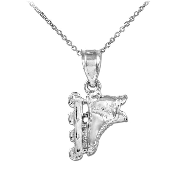 Sterling Silver Roller Blade Charm Pendant Necklace Made in USA 16",18",20",22"