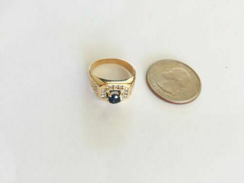 NWOT 14K Yellow gold Sapphire and diamonds Ring Size 7 Unisex