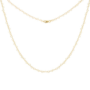 14K Solid Yellow Gold Love Heart Chain 2.5 mml Necklace 18" inches