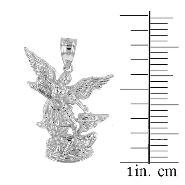 925 Sterling Silver St Michael The Archangel Pendant Necklace Made USA 16"-22"