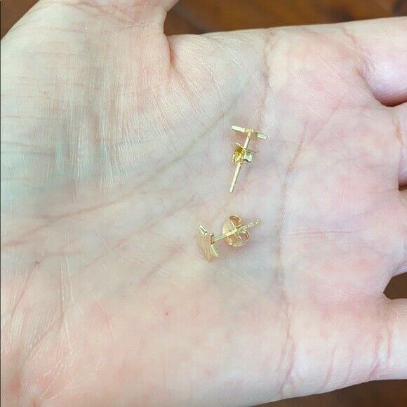 14K Solid Real Yellow Gold Mini Star Stud Earrings -Minimalist