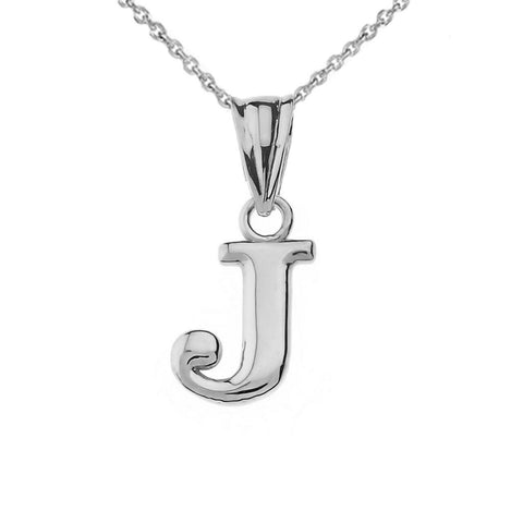 925 Sterling Silver Mini Small Initial Letter J Pendant Necklace 16" 18" 20" 22"