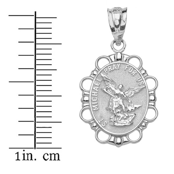 925 Sterling Silver Saint Michael 1" Inch Pendant Necklace