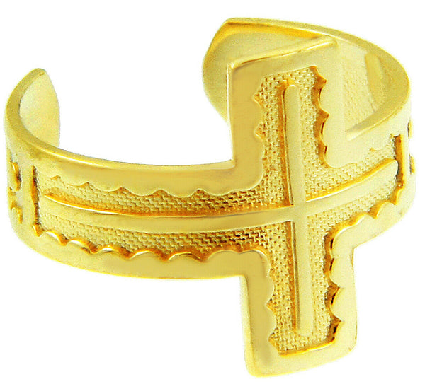 10K or 14K Solid Gold Cross Toe Ring Adjustable - Yellow, or White Gold