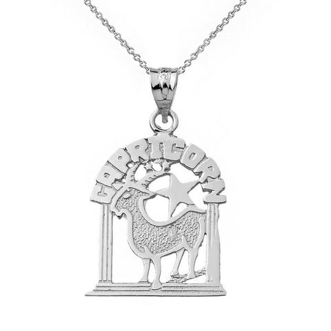 .925 Sterling Silver Zodiac Astrological Sign Capricorn Goat Pendant Necklace
