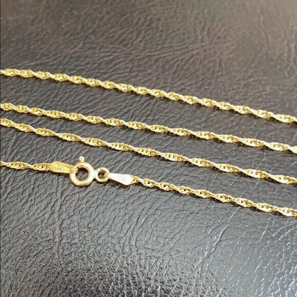 14k Gold Plated Sterling Silver Italian Italy TWISTED SINGAPORE Chain 1.5 mm