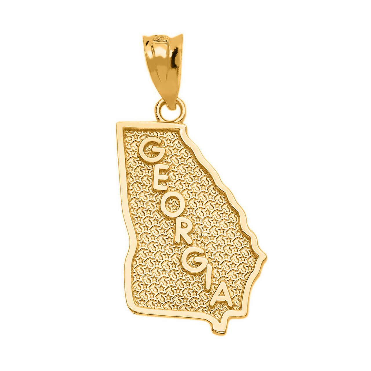 14K Solid Yellow Gold Georgia State Map United States Pendant Necklace