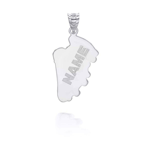 Personalized Engrave Name Silver Football Soccer Cleats Pendant Necklace