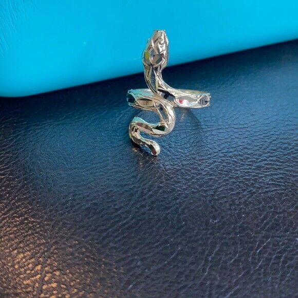 10K Yellow Gold Diamond Cut Scale Shape Snake Ring