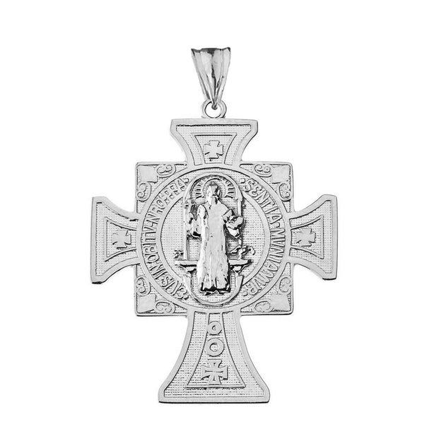 925 Sterling Silver Saint Benito de Jesus Pendant Necklace